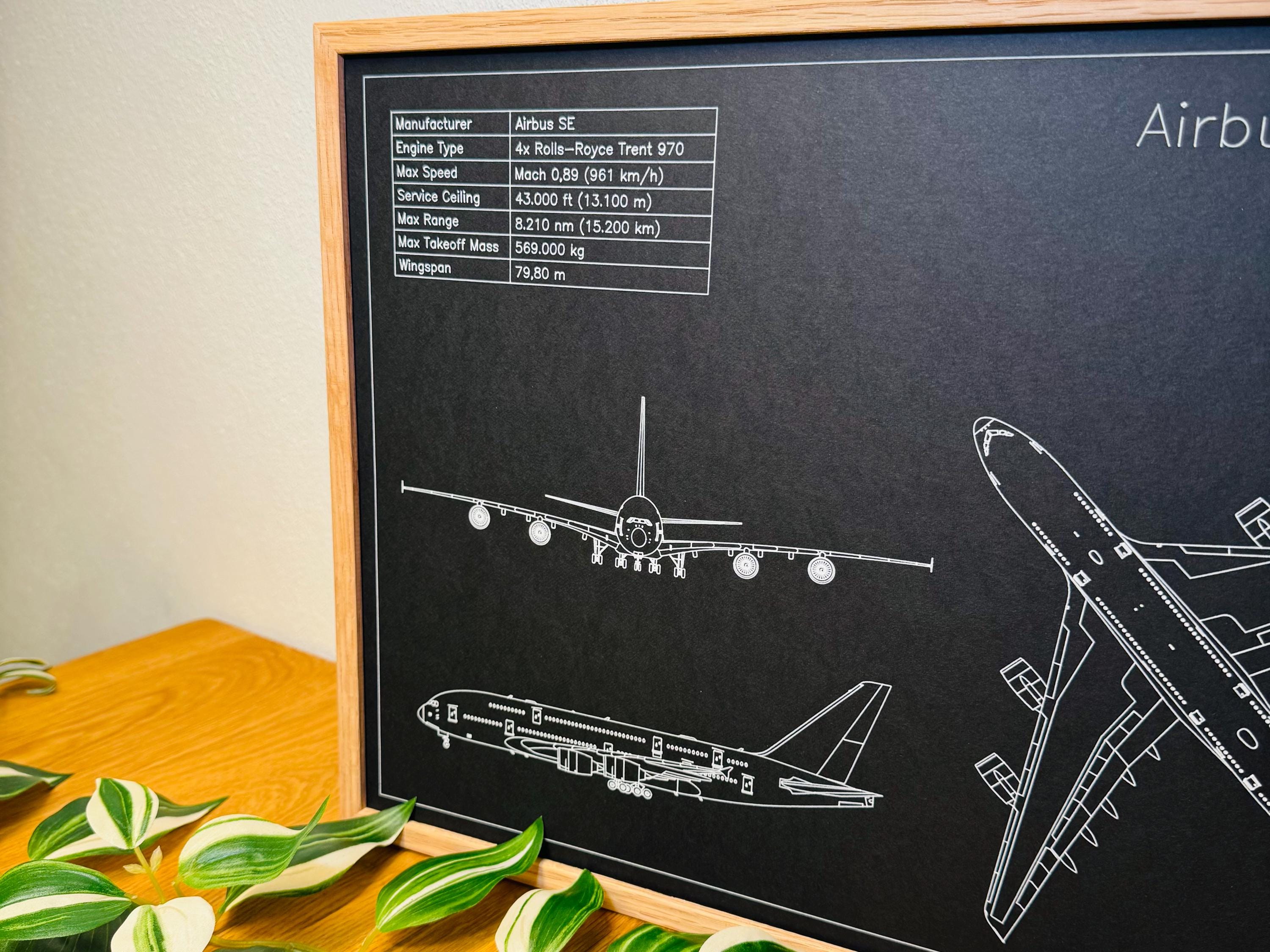 エアバス A380-800 設計図 | DIN A3 航空機設計図ポスター | 航空