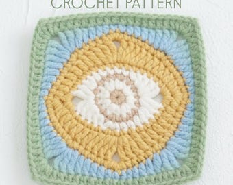 Granny Square Evil Eye Crochet Pattern ( Instant Digital English Pdf )