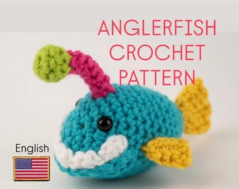 Anglerfisch Häkelanleitung, Fisch Amigurumi Spielzeug Muster, Mini Fisch Häkelanleitung Englisch Digital Pdf