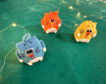 Amigurumi all'uncinetto a forma di gatto: ornamento da appendere all'auto all'uncinetto, ciondolo amigurumi a forma di gatto