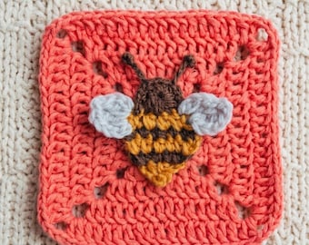Animal Granny Square, Bee Crochet Pattern PDF, Printable Digital Afghan Square