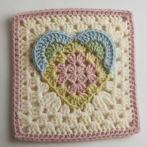 Heart Granny Square Crochet Pattern: Granny Square Heart Pattern, Heart English Pattern, Heart Crochet English PDF Pattern