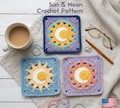 Sun and Moon Crochet Square Pattern, Night Moon Crochet Pattern, Granny Square Sun and Moon English Pattern product logo