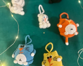 Gancio per specchietto retrovisore per auto a forma di gatto all'uncinetto: gancio per auto a forma di gatto, supporto per specchietto retrovisore per auto a forma di gatto