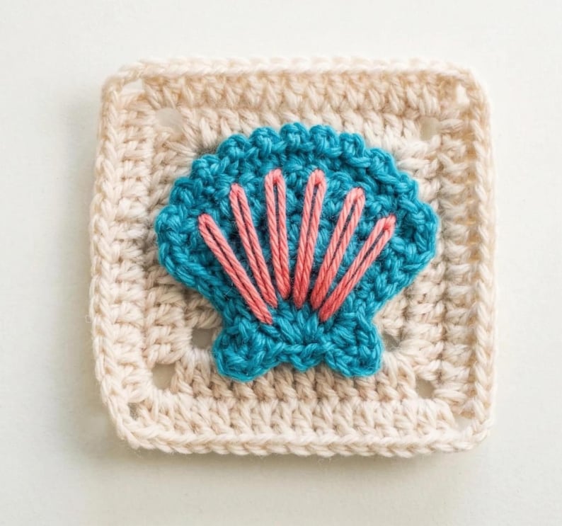Infinity Shell Square Crochet Pattern Seashell Granny Square, Ocean Shell Crochet Pattern, Digital Pdf Motif ...