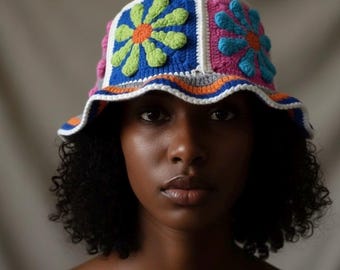 ?️Boho Chic Summer Style Handwoven Wide Brim Bucket Hat Crochet Flower Detail 71f-pRDLzBL._AC_SY350_QL65_.jpg main image 4