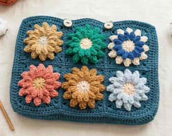 Crochet Daisy Bag Pattern, Flower Book Purse DIY with Photo Guide, PDF Pattern