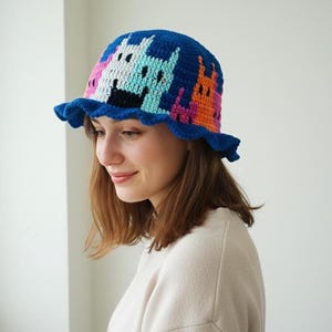 Crochet Cat Hat: Colorful Handmade Cotton Knit Beanie