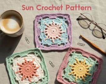 Sun Crochet Square Pattern, Granny Sun Crochet Pattern, Granny Square Sun English Pattern, PDF English Pattern