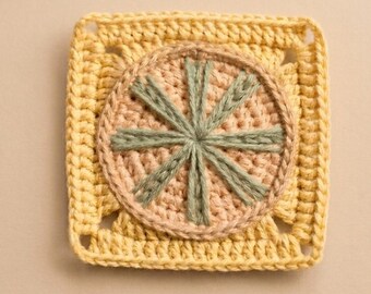 Citrus Granny Square, Orange Crochet Pattern PDF, Granny Pattern, Fruit Blanket Motif, Summer Bag Crochet Pattern