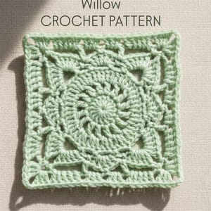 Willow Granny Square Crochet Pattern: Afghan Willow Square Pdf Motif for Blanket Pillow Jumper and Vest