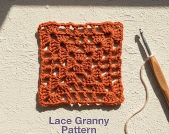 Schema all'uncinetto Grandma Square: motivo in pizzo per coperta, schema PDF