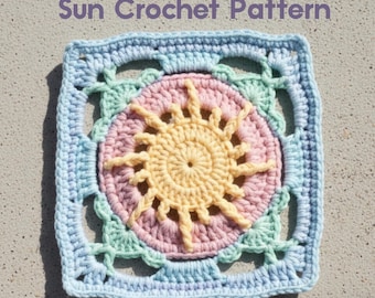 Sun Granny Pattern, Sun Motif Crochet Square Pattern, Granny Sun Crochet Pattern, Granny Square Sun English Pattern, PDF English Pattern