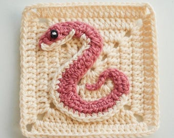 Snake Crochet Pattern, Granny Square Tutorial, Animal Afghan Crochet PDF