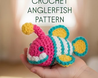 Mini Anglerfisch Häkelanleitung: Ozean-Anglerfisch Amigurumi Spielzeug Pattern, Mini Fisch Häkelanleitung Englisch Digital Pdf