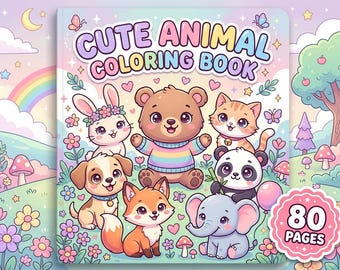 80-Page Animal Coloring Book for Kids, Toddler Activity Pages (PDF)