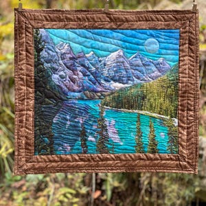 Mountain River Landscape Quilted wall hanging