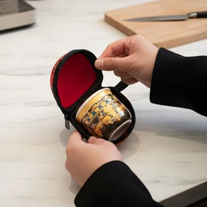 Mini juego de tetera de cerámica hecha a mano / Juego de té portátil Kung Fu / Tetera individual con bolsa de almacenamiento / Idea de regalo para acampar al aire libre