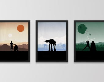 Set di poster ispirati a Star Wars 4 5 6 – Poster decorativo Trilogia originale | Trilogia originale | Arte murale cult