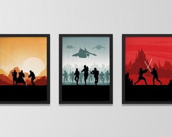 Set di poster ispirati a Star Wars 1 2 3 - Poster decorativo completo della trilogia prequel di Star Wars | Trilogia prequel di Star Wars | Epic Wall Art