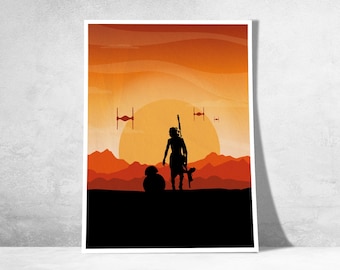 Poster ispirato a Star Wars 7 – Poster decorativo Il Risveglio della Forza | Il Risveglio della Forza | Arte murale della saga di Star Wars