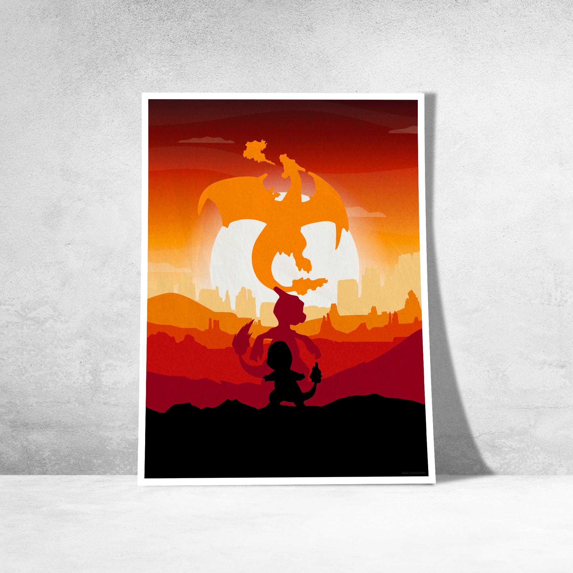Affiche Charmander PokeArt – Toile Anime Déco Murale, Intérieur Geek