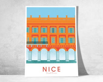 Ispirato a Place Masséna – Poster decorativo Nizza | Place Massena | Illustrazione murale Costa Azzurra | Idea regalo locale