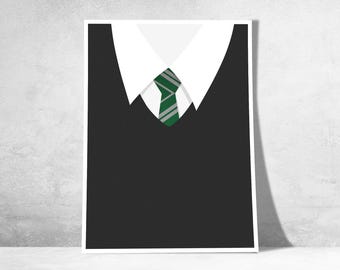 Ispirato alla cravatta di Serpeverde – Poster decorativo di Harry Potter | Cravatta di Serpeverde | Decorazione murale della casa di Hogwarts | Potterhead