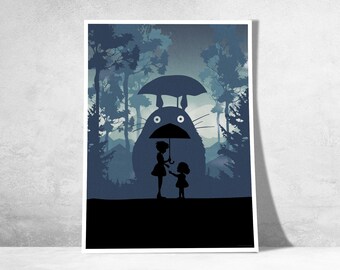 Inspiriert von Totoro – Dekoratives Poster, inspiriert vom Ghibli-Film | Mein Nachbar Totoro | Poetische Wandillustration | Geschenkidee für Miyazaki-Fans