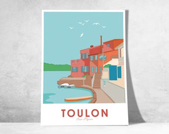 Ispirato ad Anse Méjean – Poster decorativo Tolone | Anse Méjean Var | Illustrazione della parete mediterranea | Idea regalo Costa Azzurra