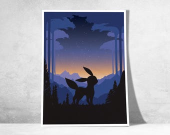 Poster ispirato a Umbreon – Poster decorativo a tema Pokémon Dark | Umbreon | Elegante decorazione murale | Idea regalo per i fan dei Pokémon