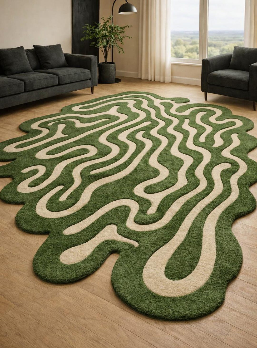 Organic Contour Rug Organic Wave Statement Rug for Modern Living Spaces Living Room Organic ...