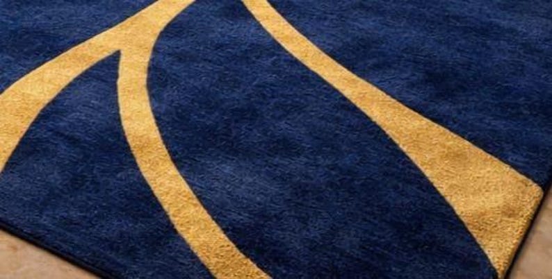 Handmade Navy & Gold Abstract Rug – Modern Tufted Carpet - Etsy