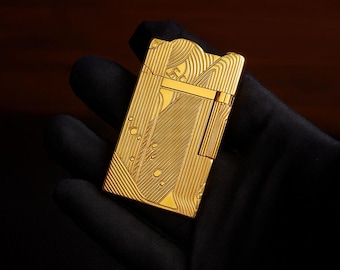 Encendedor de queroseno de latón con forma de sirena / Encendedor recargable retro deslizante lateral / Regalo creativo para hombres y coleccionistas