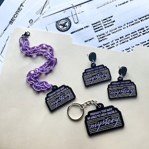 Unsolved Mysteries True Crime Acrylic Post Earrings / Necklace / Keychain