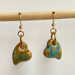 Earth Tone Ceramic Heart Earrings