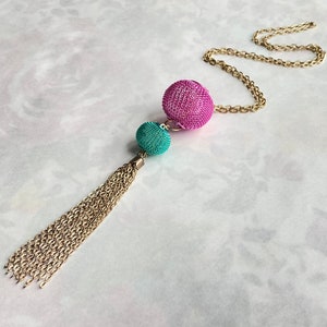 Rosa & Teal Pastell Quasten Kette