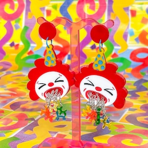 Clown Herum Ballon Tier Kotze Acryl Ohrringe