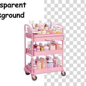 Pink first aid kit and medical bag clipart with cute healthcare theme png