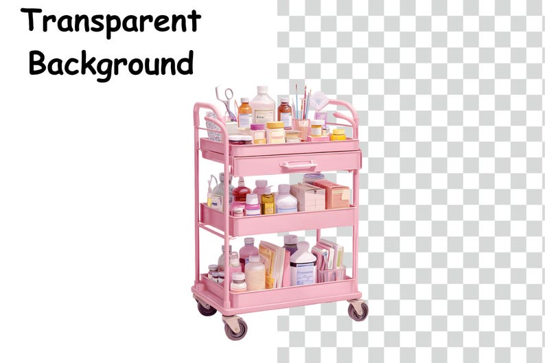 Pink first aid kit and medical bag clipart with cute healthcare theme png
