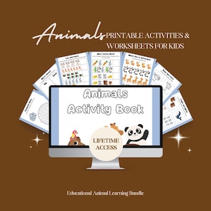 Animal Activities & Worksheets for Kids: Homeschool Learning Pack (Printable Bundle)