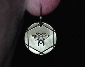 Handmade Bumble Bee Sterling Silver Earrings, Nature Inspired
