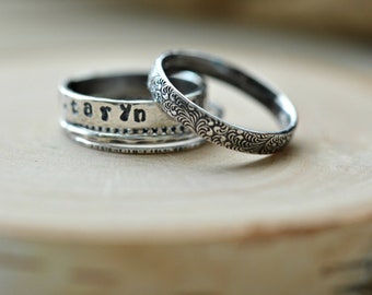 Stackable name rings, mother gift, name ring, personalized ring, gift for her, stackable rings