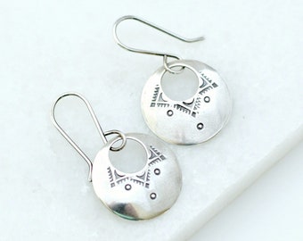 Dangling silver boho earrings, silver dangle earrings, statement earrings, gift for mom, silver jewelry