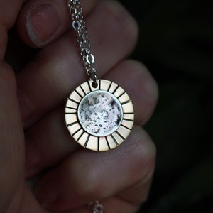 Solar Eclipse necklace 2024, layering necklace, handmade silver sun and moon pendant, eclipse jewelry, solar eclipse gift