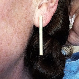 Simple brass bar earrings, gold bar, brass posts, brass and silver