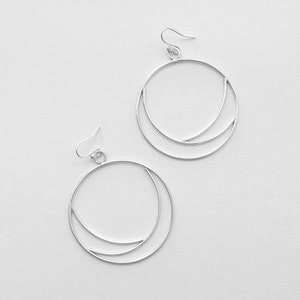 Silver hoop earrings, Big Wave earrings, sterling silver hoops, handmade hoops image 1