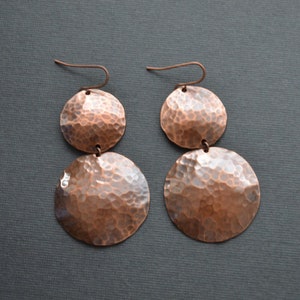 Modern copper earrings,hammered copper earrings, copper jewelry, large earrings