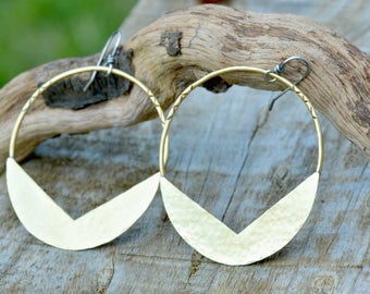 Funky geometric hoop earrings with a striking boho style, large earrings, statement jewelry