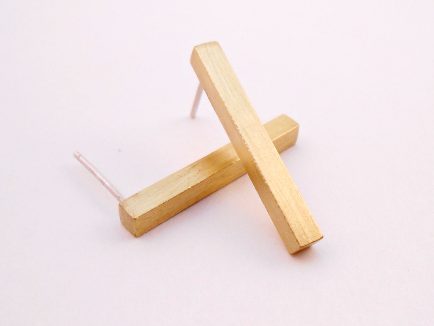 Simple Brass Bar Earrings Gold Bar Brass Posts Brass and Etsy